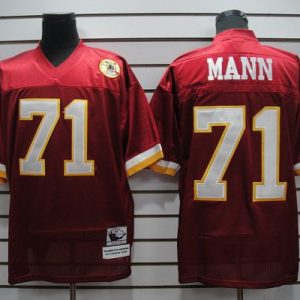 Mitchell And Ness Redskins #71 Charles Mann Red Stitched Throwback Jersey