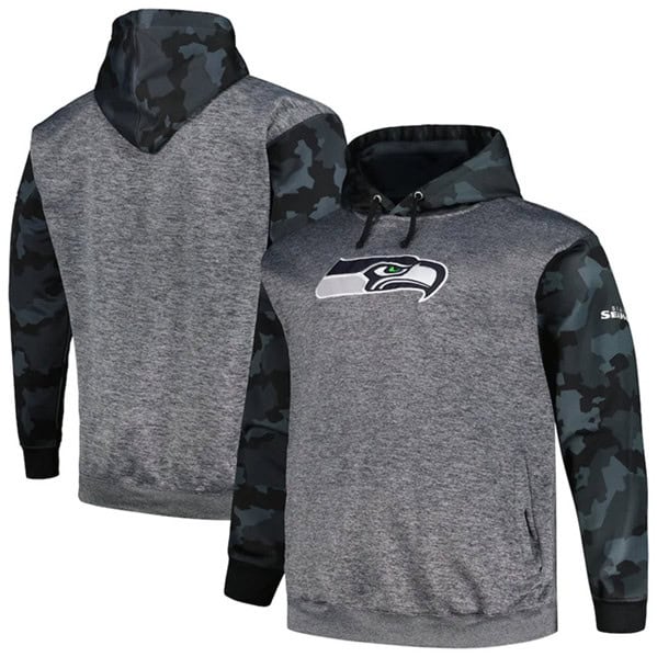 Seattle Seahawks Heather Charcoal Big Tall Camo Pullover Hoodie