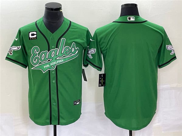 Philadelphia Eagles Blank Green With C Patch Cool Base Stitched Jersey