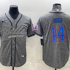 Buffalo Bills #14 Stefon Diggs Gray With Patch Cool Base Stitched Baseball Jersey