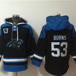Carolina Panthers #53 Brian Burns Black Ageless Must-Have Lace-Up Pullover Hoodie