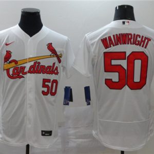 St. Louis Cardinals #50 Adam Wainwright White Flex Base Stitched Jersey