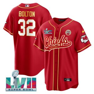 Kansas City Chiefs #32 Nick Bolton Red With 4-Star C Patch And Super Bowl LVII Patch Cool Bae Stitched Jersey