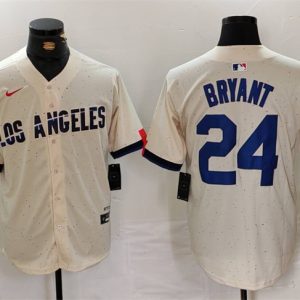 Los Angeles Dodgers #24 Kobe Bryant Cream Stitched Jersey