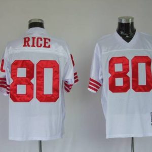 Mitchell And Ness 49ers Jerry Rice #80 Stitched White Jersey