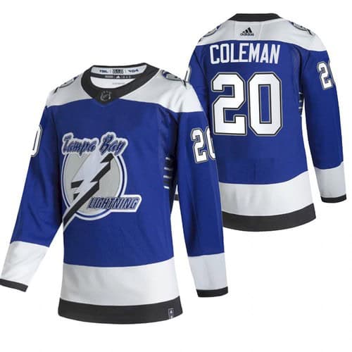 Tampa Bay Lightning #20 Blake Coleman 2021 Blue Reverse Retro Stitched Jersey