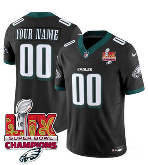 Philadelphia Eagles Custom Black 2025 Eagles Logo Super Bowl LIX Patch New F.U.S.E. Vapor Limited Stitched Jersey