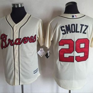 Braves #29 John Smoltz Cream New Cool Base Stitched Jersey