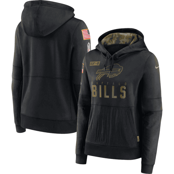 Buffalo Bills 2020 Black Salute To Service Sideline Performance Pullover Hoodie (Run Small)