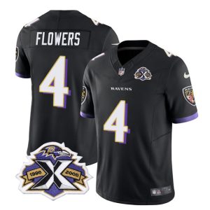 Baltimore Ravens #4 Zay Flowers Black 2023 F.U.S.E With Patch Throwback Vapor Limited Stitched Jersey