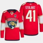 Florida Panthers #41 Anthony Stolarz Red 2024 Stanley Cup Final Patch Stitched Jersey