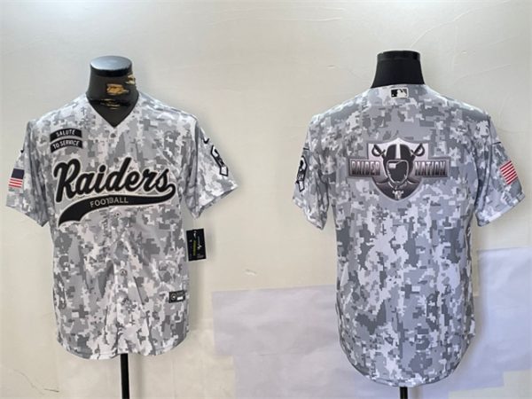 Las Vegas Raiders Team Big Logo 2024 Arctic Camo Salute To Service Stitched Jersey