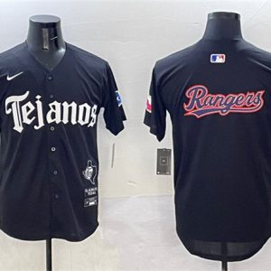 Texas Rangers Team Big Logo Black Mexico 2025 Vapor Premier Limited Stitched Jersey