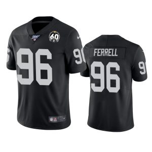 Raiders #96 Clelin Ferrell Black 60th Anniversary Vapor Limited Stitched 100th Season Jersey