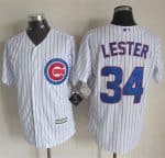 Cubs #34 Jon Lester White Strip New Cool Base Stitched Jersey