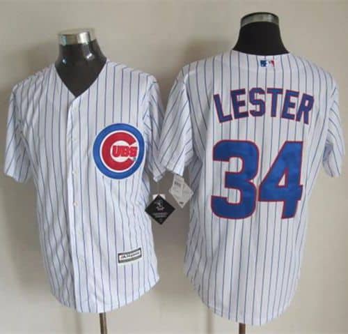 Cubs #34 Jon Lester White Strip New Cool Base Stitched Jersey