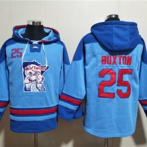 Minnesota Twins #25 Byron Buxton Blue Ageless Must-Have Lace-Up Pullover Hoodie