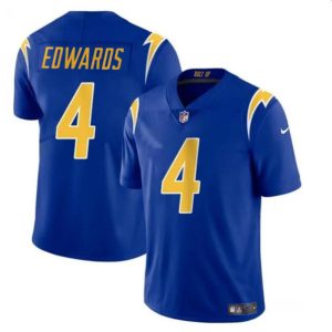 Los Angeles Chargers #4 Gus Edwards Royal Vapor Limited Stitched Jersey