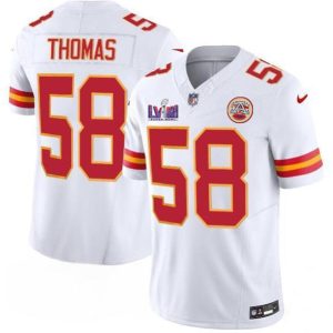 Kansas City Chiefs #58 Derrick Thomas White 2024 F.U.S.E. Super Bowl LVIII Patch Vapor Untouchable Limited Stitched Jersey