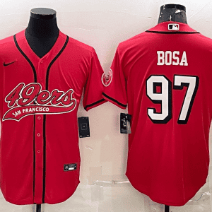 San Francisco 49ers #97 Nick Bosa New Red With Patch Cool Base Stitched Baseball Jersey