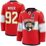 Florida Panthers #92 Tomas Nosek Red Home 2025 Stanley Cup Champions Patch Stitched Jersey
