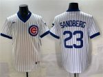 Chicago Cubs #23 Ryne Sandberg White Throwback Stitched Jersey
