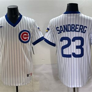 Chicago Cubs #23 Ryne Sandberg White Throwback Stitched Jersey