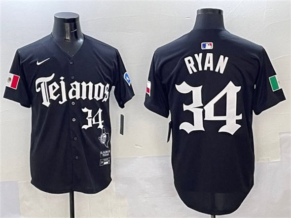 Texas Rangers #34 Nolan Ryan Black Mexico 2025 Vapor Premier Limited Stitched Jersey