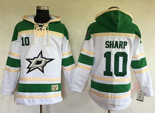 Stars #10 Patrick Sharp White Sawyer Hooded Sweatshirt Stitched Jersey