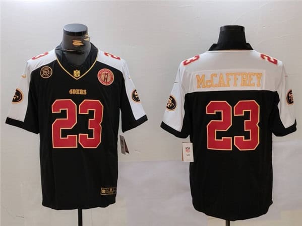 San Francisco 49ers #23 Christian McCaffrey Balck F.U.S.E. Golden Gate Bridge Patch Alternate With Patch Vapor Limited Stitched Jersey