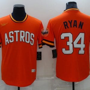 Houston Astros #34 Nolan Ryan Orange Cool Base Stitched Jersey