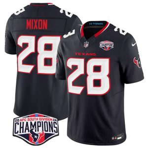 Houston Texans #28 Joe Mixon Navy F.U.S.E. 2024 AFC South Division Champions Vapor Limited Stitched Jersey