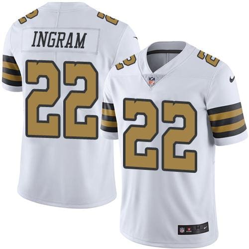 Saints #22 Mark Ingram White Stitched Limited Rush Nike Jersey