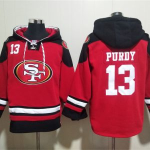 San Francisco 49ers #13 Brock Purdy Red Black Ageless Must-Have Lace-Up Pullover Hoodie