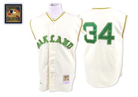 Mitchell And Ness Athletics #34 Rollie Fingers Stitched White Throwback Jersey