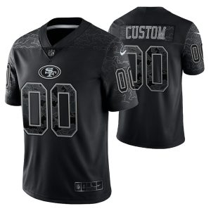 San Francisco 49ers Customized Custom Black Reflective Limited Stitched Football Jersey