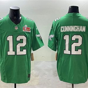 Philadelphia Eagles #12 Randall Cunningham Green 2025 Super Bowl LIX Patch F.U.S.E. Throwback Vapor Untouchable Limited Stitched Jersey