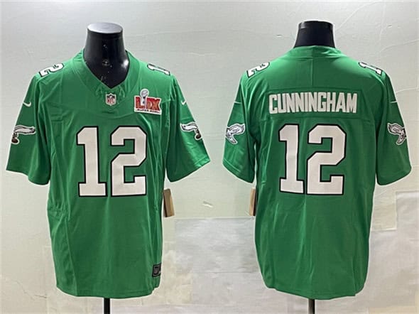Philadelphia Eagles #12 Randall Cunningham Green 2025 Super Bowl LIX Patch F.U.S.E. Throwback Vapor Untouchable Limited Stitched Jersey