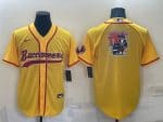 Tampa Bay Buccaneers Yellow Team Big Logo With Patch Cool Base Stitched Baseball Jersey