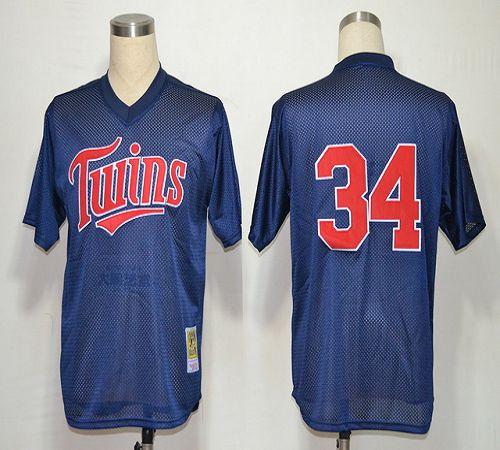 Mitchell And Ness 1991 Twins #34 Kirby Puckett Navy Blue Stitched Jersey