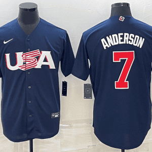 USA #7 Tim Anderson 2023 Navy World Classic Stitched Jersey