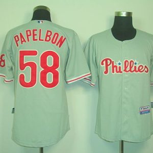 Phillies #58 Jonathan Papelbon Grey Cool Base Stitched Jersey