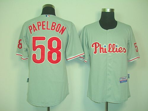 Phillies #58 Jonathan Papelbon Grey Cool Base Stitched Jersey