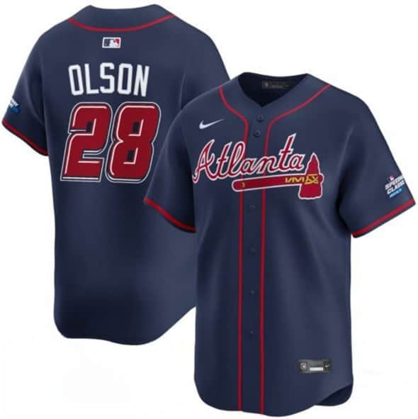 Atlanta Braves #28 Matt Olson Navy 2025 Speedway Classic Alternate Limited Stitched Jersey