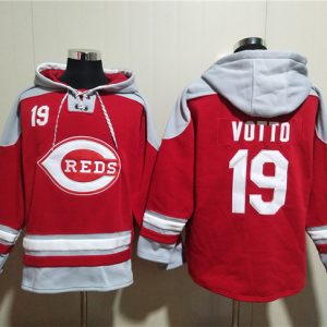 Cincinnati Reds #19 Joey Votto Red Ageless Must-Have Lace-Up Pullover Hoodie