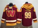 Washington Commanders #99 Chase Young Burgundy Lace-Up Pullover Hoodie
