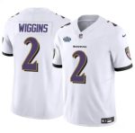 Baltimore Ravens #2 Nate Wiggins White 2024 With Dradt Patch F.U.S.E Vapor Limited Jersey