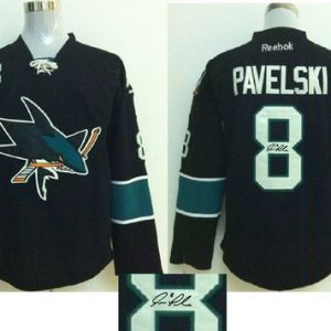 Sharks #8 Joe Pavelski Black Autographed Stitched Jersey