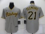 Pittsburgh Pirates #21 Roberto Clemente Grey Cool Base Stitched Jersey