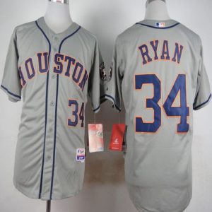 Astros #34 Nolan Ryan Grey Cool Base Stitched Jersey